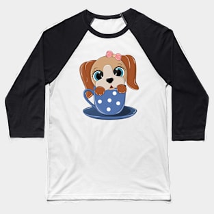 Cute puppy sitting in a glass Baseball T-Shirt
